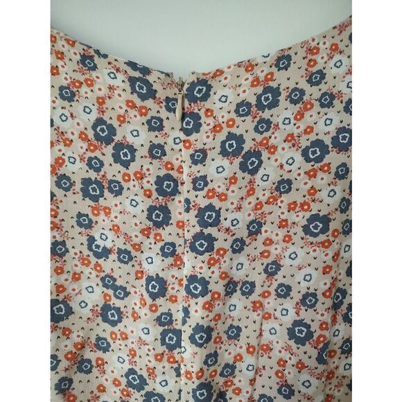 Forever 21 Women's Size Medium Peach Blue Floral Shor Sleeve Mini Dress - Picture 8 of 9